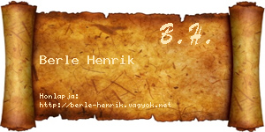 Berle Henrik névjegykártya